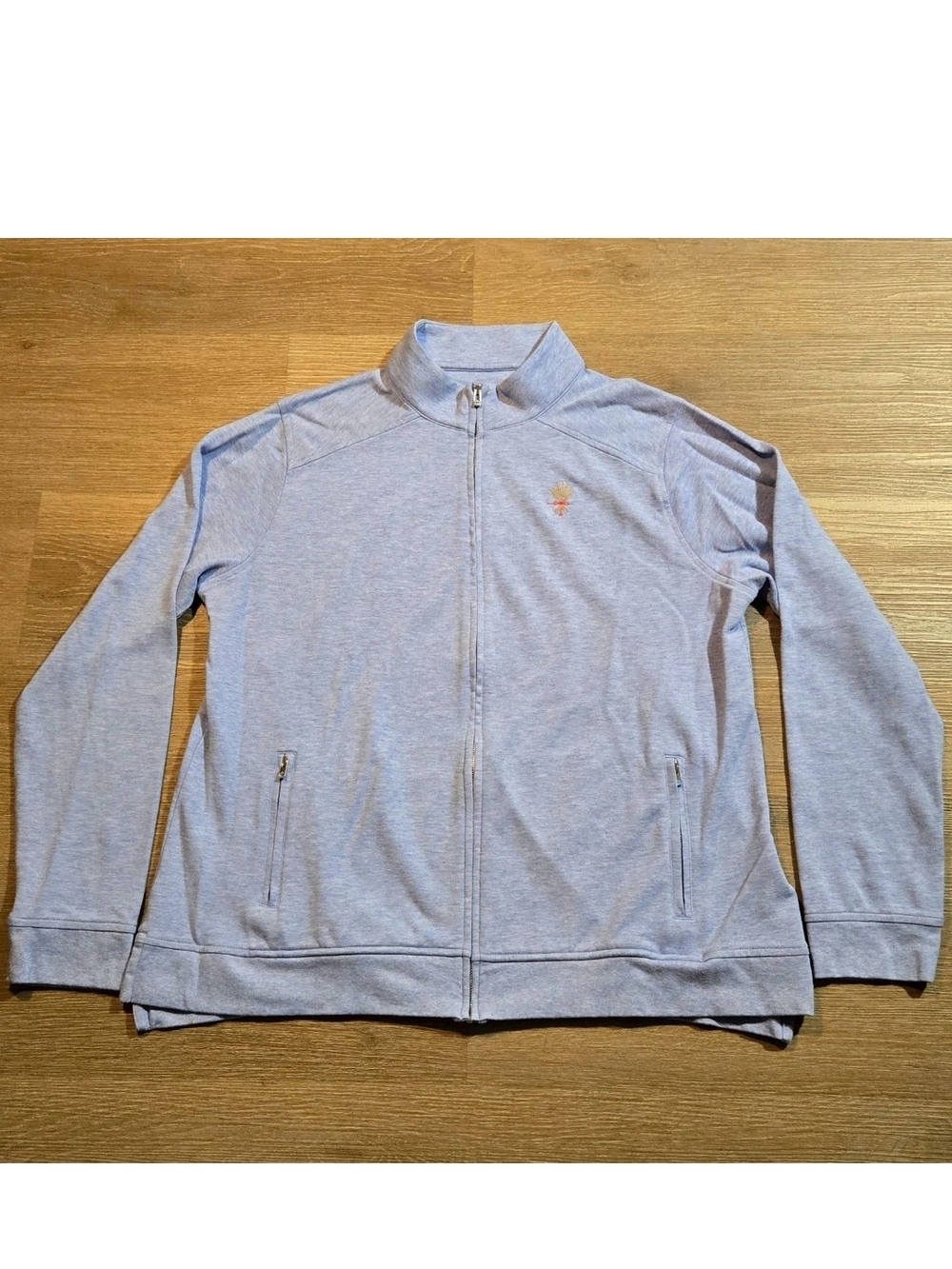 Peter Millar Full Zip Sweater Women's XL Golf Logo Light Blue Jacket